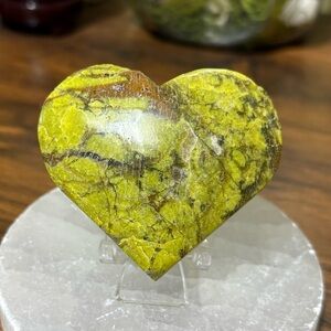Green opal crystal heart carving